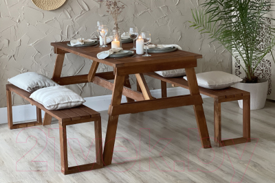 Скамья садовая Dyatel С прямоугольными ногами сосна