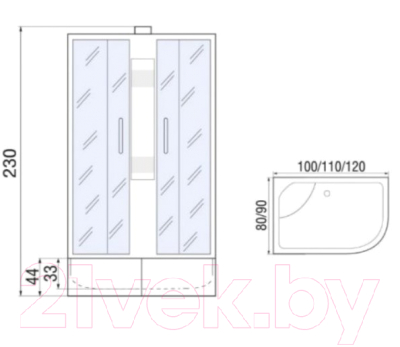 Душевая кабина RIVER Desna XL 100/80/44 MT R