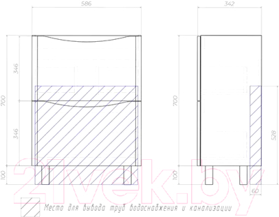 Тумба под умывальник Vigo Glem 600-0-2