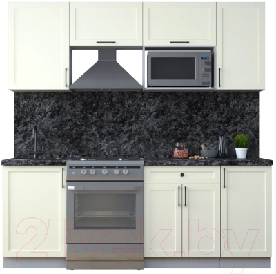 Кухонный гарнитур Интерлиния Тренд 2.1В (белый/белый/кастилло темный) - фото