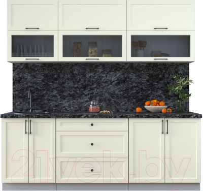 Кухонный гарнитур Интерлиния Тренд 2.2В (белый/белый/кастилло темный) - фото