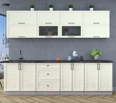 Кухонный гарнитур Интерлиния Тренд 2.7В (белый/белый/кастилло темный)