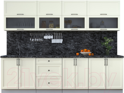 Кухонный гарнитур Интерлиния Тренд 2.8В (белый/белый/кастилло темный) - фото