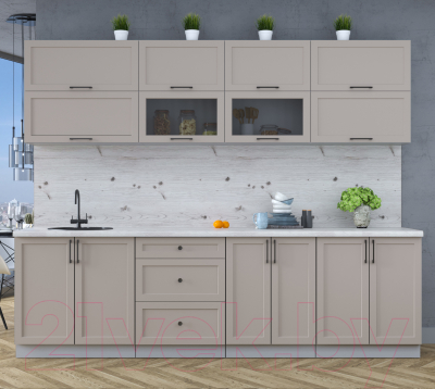 Кухонный гарнитур Интерлиния Тренд 2.7В (луна/луна/бискайская сосна)