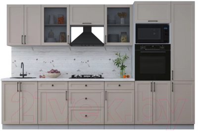 Кухонный гарнитур Интерлиния Тренд 3.2В (луна/луна/бискайская сосна) - фото