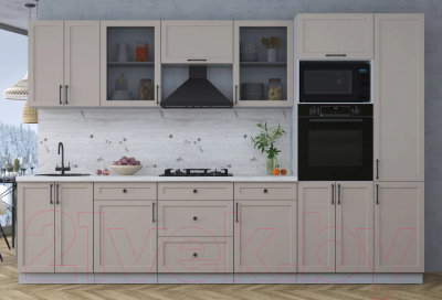 Кухонный гарнитур Интерлиния Тренд 3.2В (луна/луна/бискайская сосна)