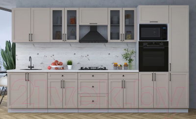 Кухонный гарнитур Интерлиния Тренд 3.6В (луна/луна/бискайская сосна)