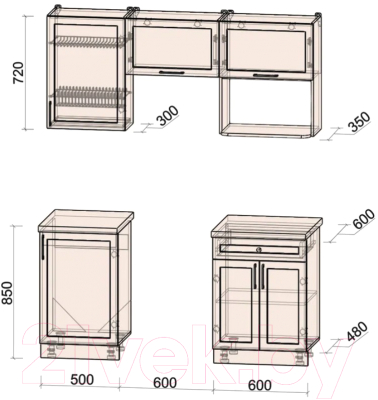 Готовая кухня Интерлиния Тренд 1.7В