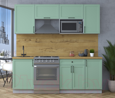 Кухонный гарнитур Интерлиния Тренд 2.1В (мята/мята/дуб бунратти)