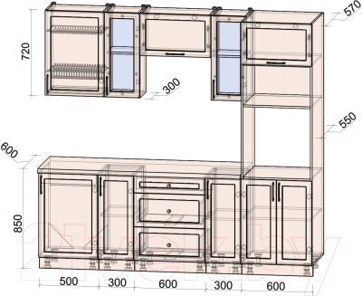 Готовая кухня Интерлиния Тренд 2.3В