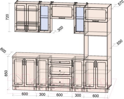 Готовая кухня Интерлиния Тренд 2.4В