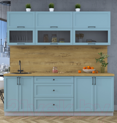 Кухонный гарнитур Интерлиния Тренд 2.2В (океан/океан/дуб бунратти)