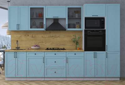 Кухонный гарнитур Интерлиния Тренд 3.2В (океан/океан/дуб бунратти)