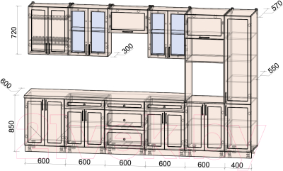 Готовая кухня Интерлиния Тренд 3.4В