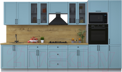Кухонный гарнитур Интерлиния Тренд 3.6В (океан/океан/дуб бунратти) - фото