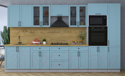 Кухонный гарнитур Интерлиния Тренд 3.6В (океан/океан/дуб бунратти)