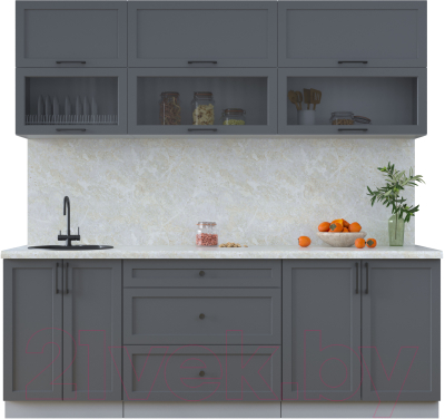 Кухонный гарнитур Интерлиния Тренд 2.2В (пепел/пепел/опал светлый) - фото