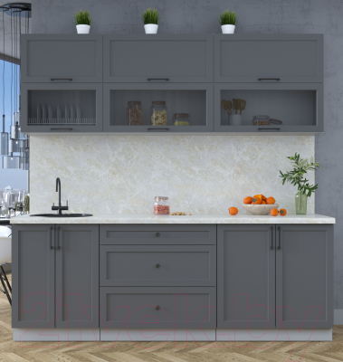 Кухонный гарнитур Интерлиния Тренд 2.2В (пепел/пепел/опал светлый)