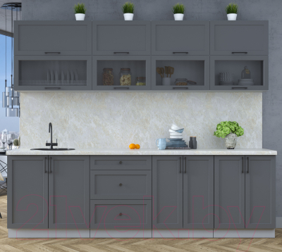 Кухонный гарнитур Интерлиния Тренд 2.6В (пепел/пепел/опал светлый)