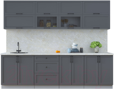 Кухонный гарнитур Интерлиния Тренд 2.7В (пепел/пепел/опал светлый) - фото