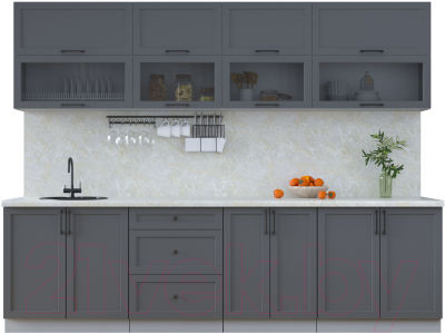 Кухонный гарнитур Интерлиния Тренд 2.8В (пепел/пепел/опал светлый) - фото