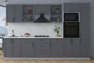 Кухонный гарнитур Интерлиния Тренд 3.2В (пепел/пепел/опал светлый)