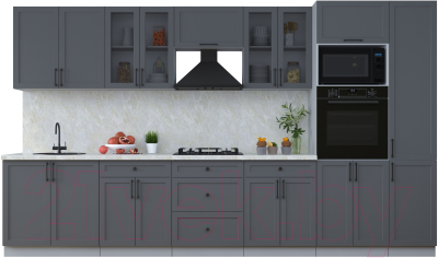 Кухонный гарнитур Интерлиния Тренд 3.6В (пепел/пепел/опал светлый) - фото