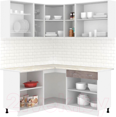 Кухонный гарнитур Кортекс-мебель Корнелия Лира 1.5x1.7 (салатовый/оникс/королевский опал)