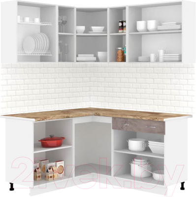 Кухонный гарнитур Кортекс-мебель Корнелия Лира 1.5x1.7 (салатовый/оникс/мадрид)