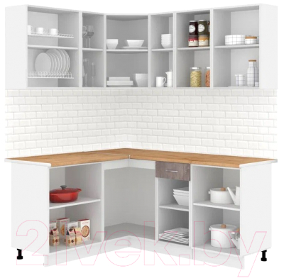 Кухонный гарнитур Кортекс-мебель Корнелия Лира 1.5x1.8 (капучино/оникс/дуб бунратти)