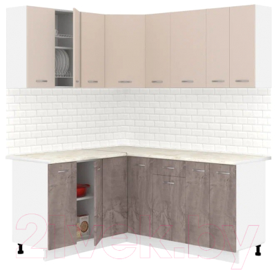 Кухонный гарнитур Кортекс-мебель Корнелия Лира 1.5x1.8 (капучино/оникс/королевский опал) - фото