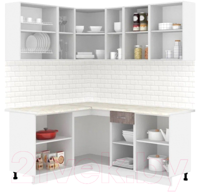 Кухонный гарнитур Кортекс-мебель Корнелия Лира 1.5x1.8 (капучино/оникс/королевский опал)