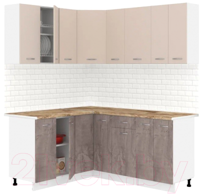 Кухонный гарнитур Кортекс-мебель Корнелия Лира 1.5x1.8 (капучино/оникс/мадрид) - фото