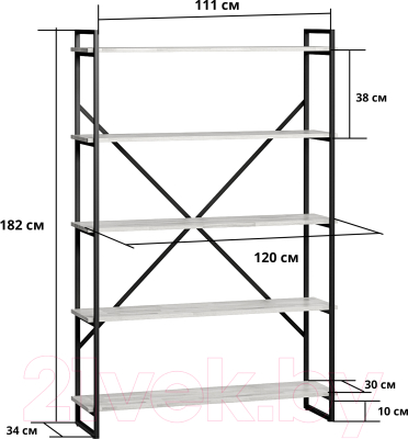 Стеллаж Loftyhome Мальборк 120 / 1627897