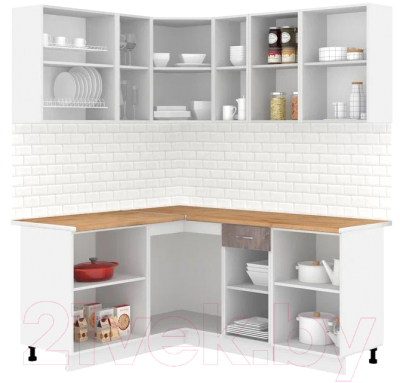 Кухонный гарнитур Кортекс-мебель Корнелия Лира 1.5x1.8 (крем/оникс/дуб бунратти)