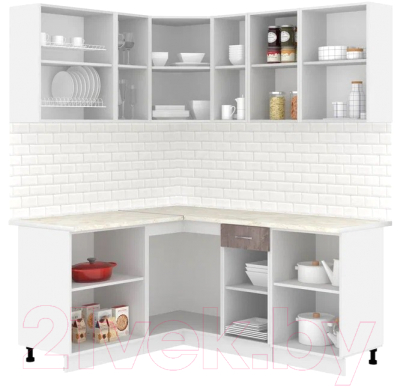 Кухонный гарнитур Кортекс-мебель Корнелия Лира 1.5x1.8 (крем/оникс/королевский опал)