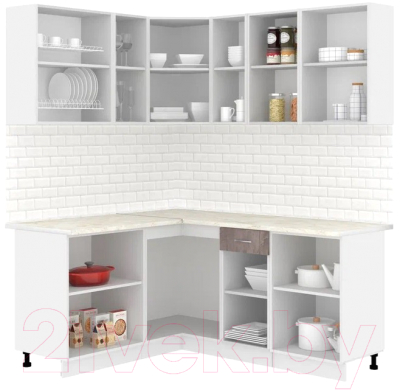 Кухонный гарнитур Кортекс-мебель Корнелия Лира 1.5x1.8 (салатовый/оникс/королевский опал)