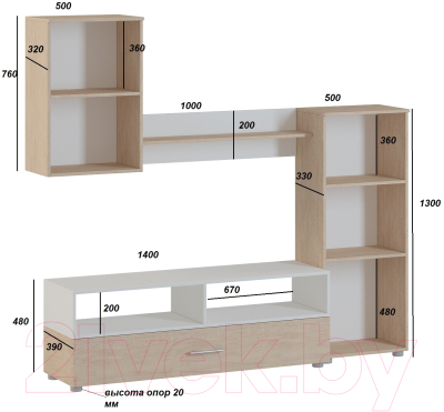 Горка Genesis Мебель Oskar 1 (дуб сонома/белый)