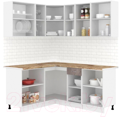 Кухонный гарнитур Кортекс-мебель Корнелия Лира 1.5x1.8 (салатовый/оникс/мадрид)