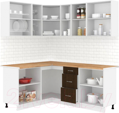 Кухонный гарнитур Кортекс-мебель Корнелия Лира 1.5x1.9 (дуб сонома/венге/дуб бунратти)