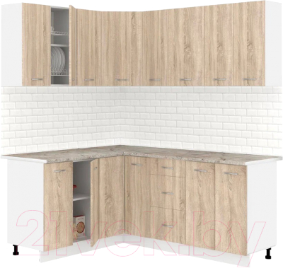 Кухонный гарнитур Кортекс-мебель Корнелия Лира 1.5x1.9 (дуб сонома/марсель) - фото