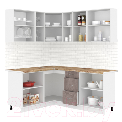 Кухонный гарнитур Кортекс-мебель Корнелия Лира 1.5x1.9 (салатовый/оникс/мадрид)