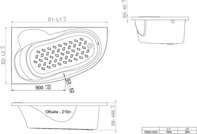 Ванна акриловая Triton Николь 160x100 L Базовая Flat