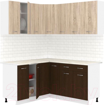 Кухонный гарнитур Кортекс-мебель Корнелия Лира 1.5x2.0 (дуб сонома/венге/королевский опал) - фото