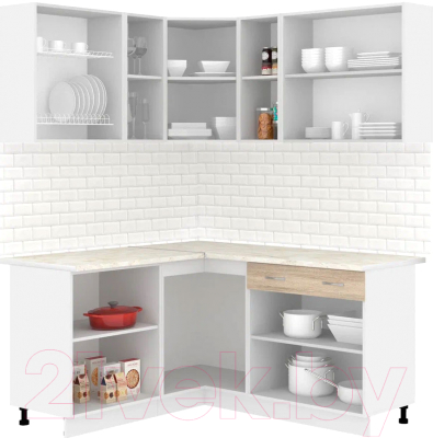 Кухонный гарнитур Кортекс-мебель Корнелия Лира 1.5x2.0 (дуб сонома/королевский опал)