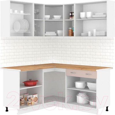Кухонный гарнитур Кортекс-мебель Корнелия Лира 1.5x2.0 (крем/капучино/дуб бунратти)