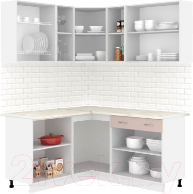 Кухонный гарнитур Кортекс-мебель Корнелия Лира 1.5x2.0 (крем/капучино/королевский опал)