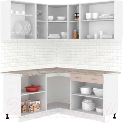 Кухонный гарнитур Кортекс-мебель Корнелия Лира 1.5x2.0 (крем/капучино/марсель)