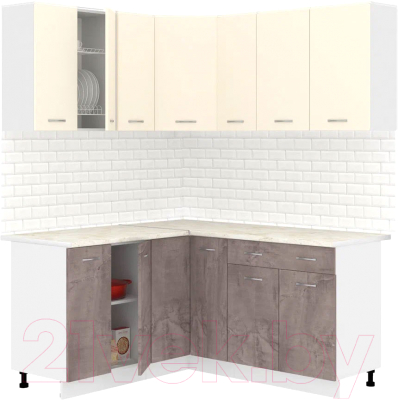 Кухонный гарнитур Кортекс-мебель Корнелия Лира 1.5x2.0 (крем/оникс/королевский опал) - фото