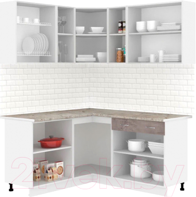 Кухонный гарнитур Кортекс-мебель Корнелия Лира 1.5x2.0 (салатовый/оникс/марсель)